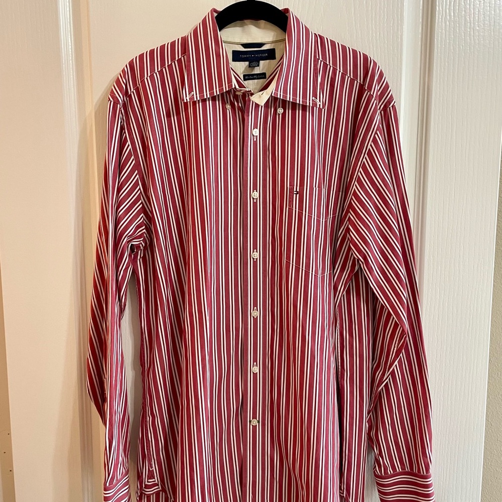Tommy Hilfiger Men's Red Striped Shirt
